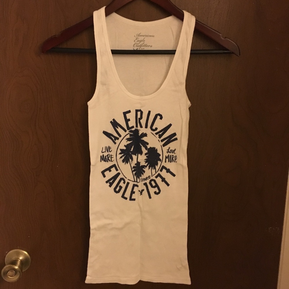 Y2K AEO White Graphic Tank